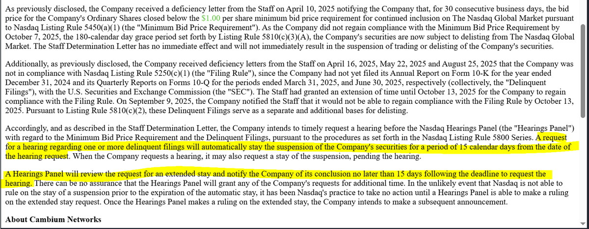 stockboynick's tweet photo. $CMBM hmm...company tweeted the Starlink news on october 18 https://t.co/AQHKaWWNo4

company also posted the news on its corporate facebook account on october 9...

so not sure how new this news really is...

and if that wasn't enough, the company remains noncompliant with nasdaq and could be subject to delisting as early as tonight/tomorrow

prob goes higher tho