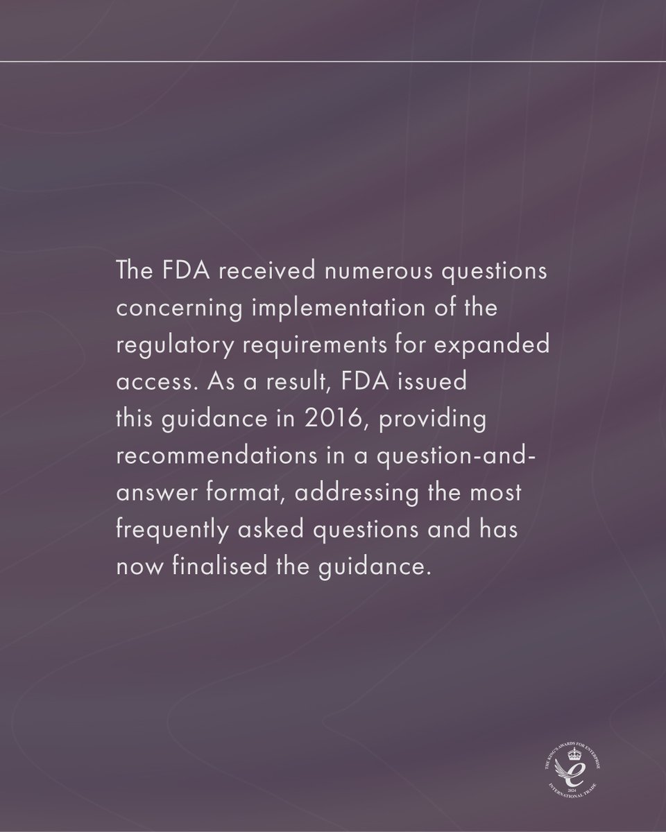 scendea's tweet image. The @US_FDA has published the final guidance on expanded access to investigational drugs for treatment use. For more information on this #guidance, and to speak with a member of our team, get in touch: scendea.com/contact
-
#investigationalnewdrug #USregulatorysupport