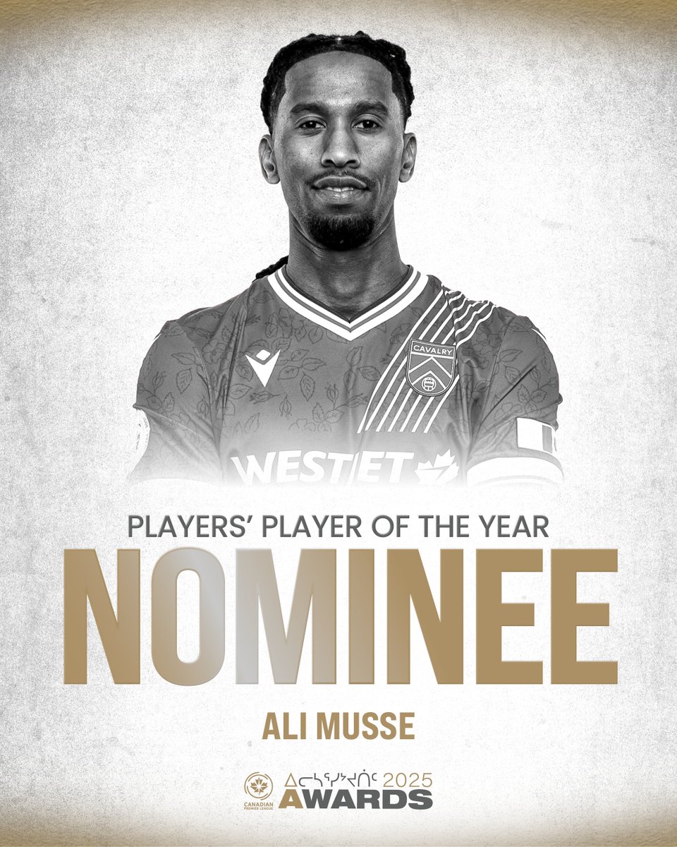 𝙏𝙝𝙧𝙚𝙚 𝙮𝙚𝙖𝙧𝙨 𝙧𝙪𝙣𝙣𝙞𝙣𝙜 ⭐ ⭐ ⭐

Big shout to Ali Musse for receiving the @cplsoccer Players' Player of the Year nomination from his peers for the third consecutive season!

🔗: bit.ly/47PMVlS

#CPLAwards #CavsFC #RideWithUs