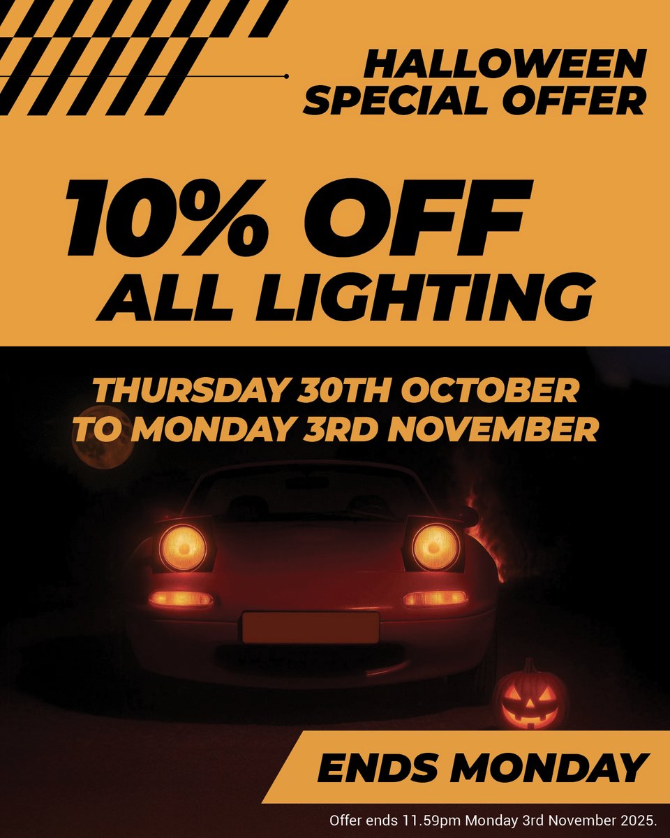 MX5parts's tweet image. LAST CHANCE TO SAVE! 🎃

If you&apos;ve not yet had a chance to treat you and your MX5 this weekend, you&apos;ve got until Midnight tonight to save 10% off all lighting and bulbs for every MK.

#miatagang #eunos #mx5ownersclub #mx5parts #sale