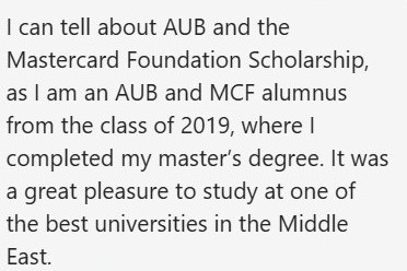 Glad to have our alumni proud and happy with their experience at AUB! It’s a pleasure having you as our students!

#AUB #AUBite #AUBAlumni #Alumni #StudentExperience