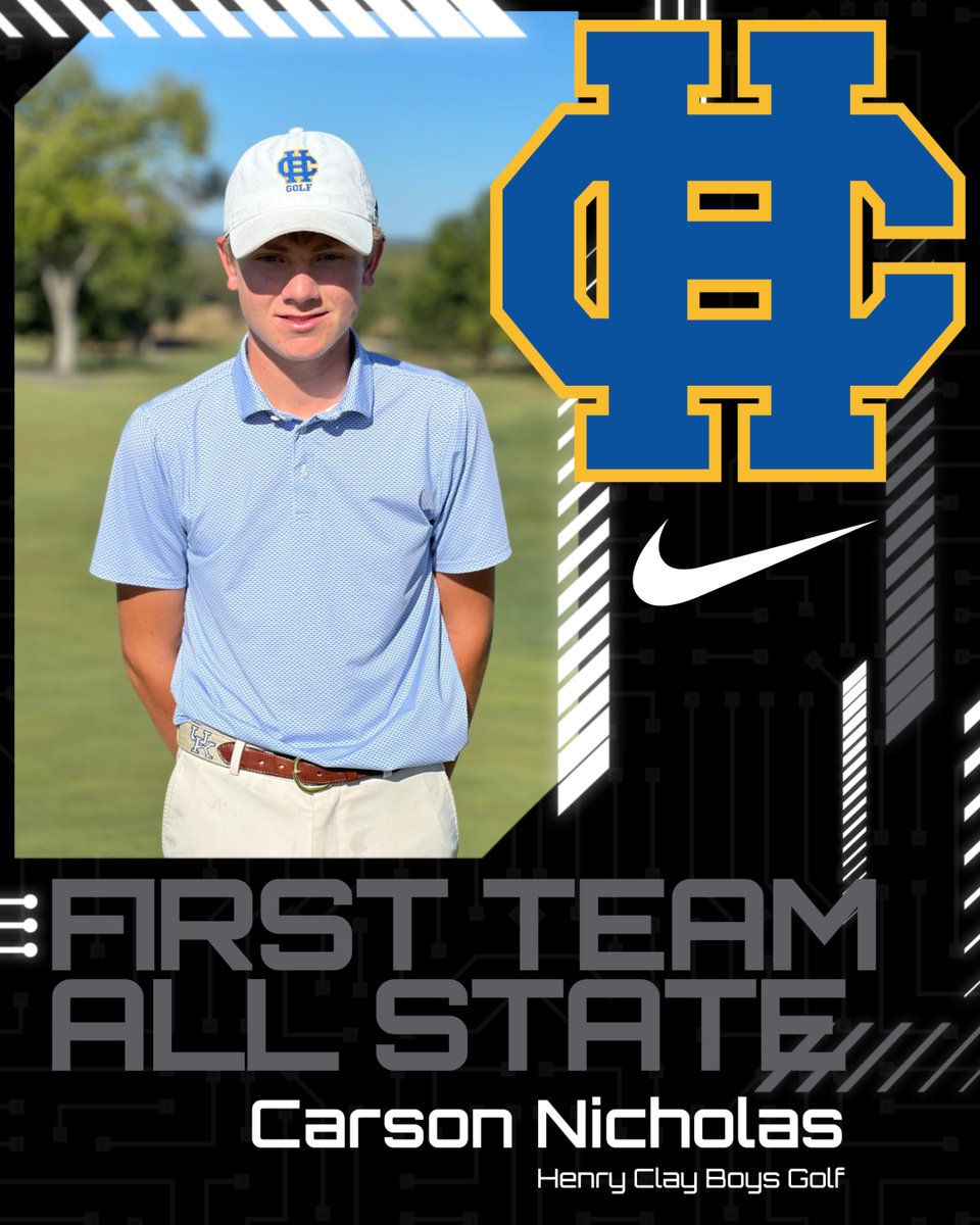 👏 Huge congratulations to Carson Nicholas for being named to the 1st Team All-State in Golf! 🏆⛳
Amazing work, Carson—Henry Clay is proud of you! 💛💙