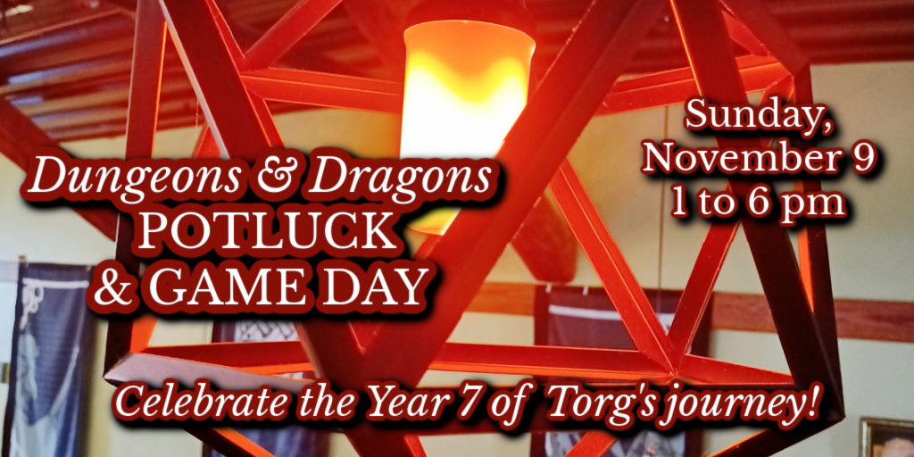 TorgBrewery's tweet image. Tabletop RPG Game Day &amp;amp; Tailgate
Wrap up Year 7 at Torg surrounded by friends running down a quest and filling your belly with RPG-inspired game day treats!
ow.ly/9xtc50XhUfC
#tabletoprpg #gaming #dnd #boardgames #potluck #mntaproom #torgbrewery #springlakeparkmn