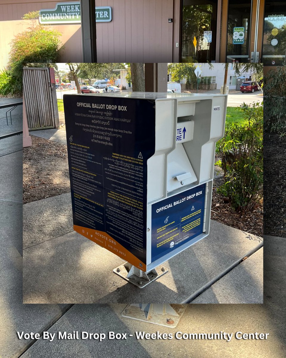 HaywardLibrary's tweet image. Find out where to vote in Hayward: bit.ly/Hayward-Voting…

The Hayward Public Library (Downtown Library and Weekes Branch Library) are NOT Vote Centers and do NOT have a Vote By Mail Drop Boxes.

La Biblioteca de Hayward no son centros de votación ni tienen buzones de entrega.