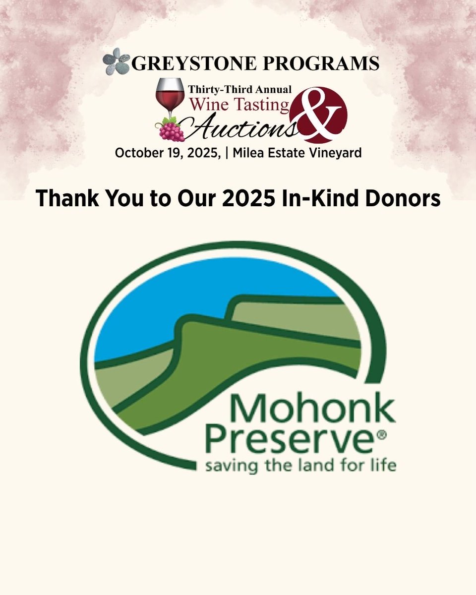GreystonePrgrms's tweet image. We’re so grateful to our 2025 In-Kind Donors for helping make Greystone Programs’ 33rd Annual Wine Tasting and Auctions truly special!

#GreystonePrograms