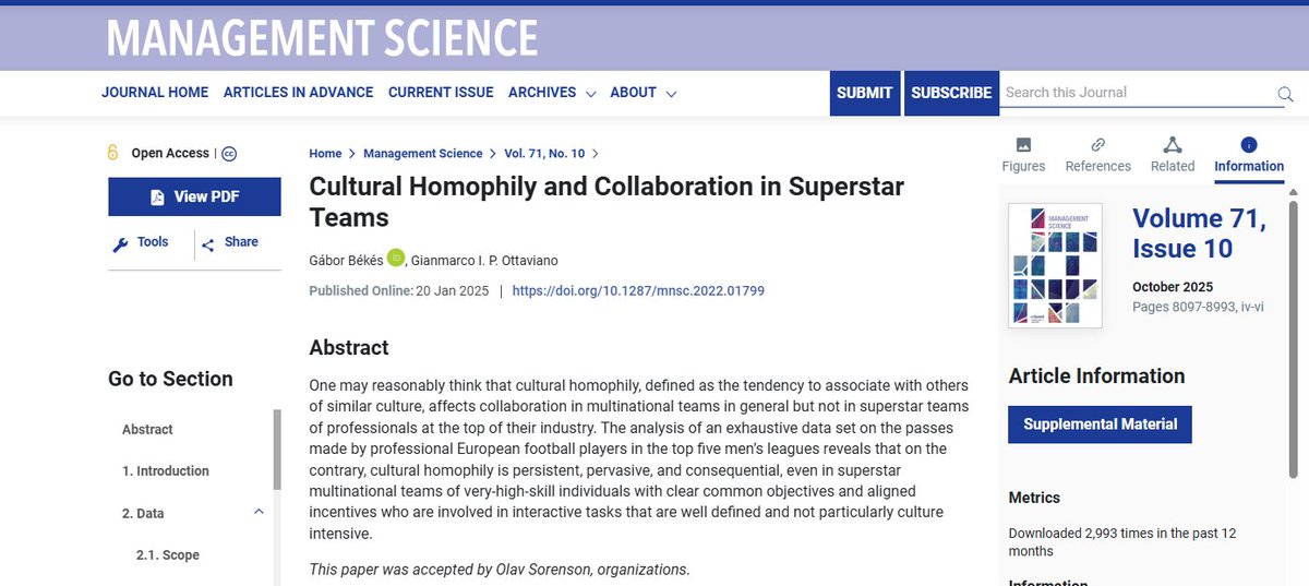 'Cultural Homophily and Collaboration in Superstar Teams' with Gianmarco Ottaviano -- finally in print. 

Let me share some quick findings, see link at end.  

1/4