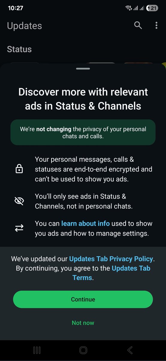 abhitechwizard's tweet image. Time to find a new messaging service. Now whatsapp  will show Ads in status and groups... 😡😡😡😡
#WhatsApp #Facebook #PrivacyMatters