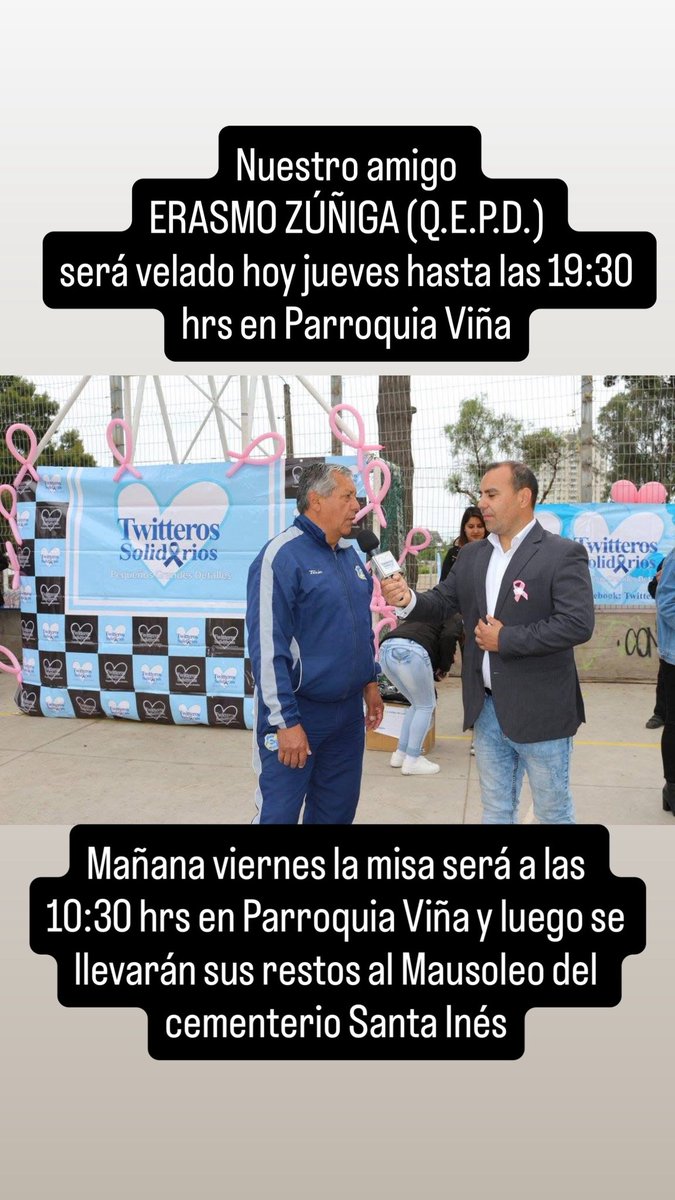 Información de velatorio y funeral de nuestro querido profe Erasmo Zúñiga (QEPD)