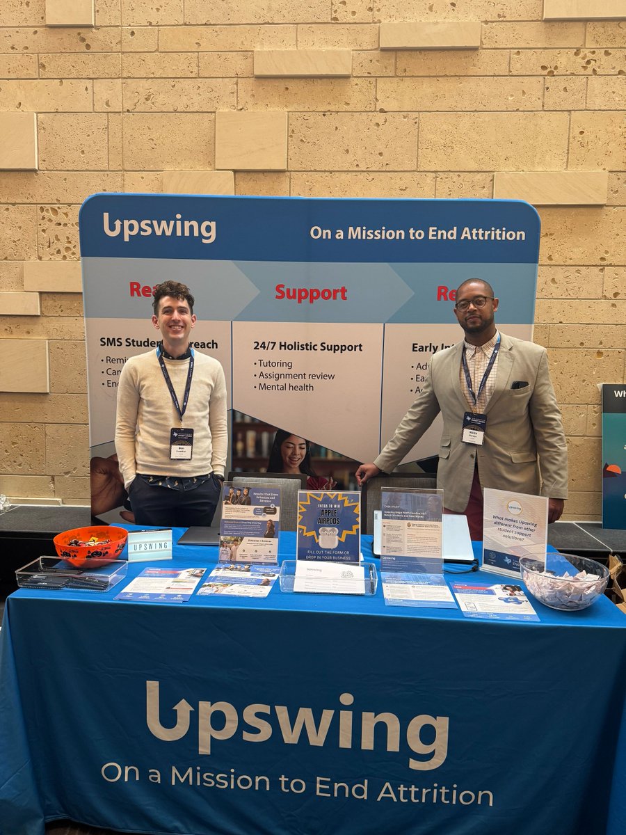 upswing's tweet image. Live from Austin 📍 Ben Crowther and Willie Barnes Jr. are running the show at TXCSS! 

Come by the booth, say hello, and see how we’re making an impact for students.

#Upswing #HigherEd #TXCSS2025