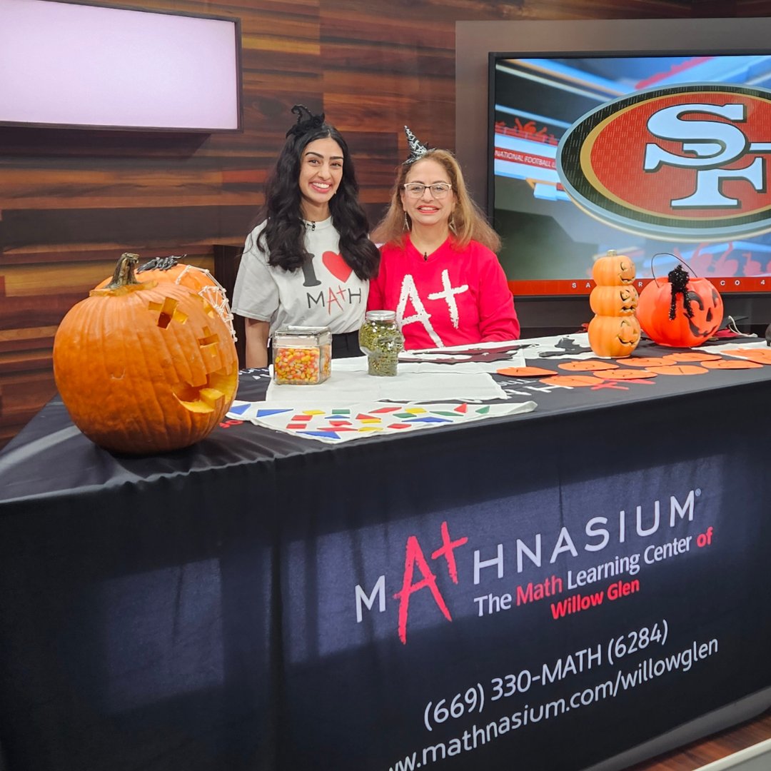 Mathnasium's tweet image. Solving math anxiety this spooky season! 🎃
Nancy & Amy joined @AllThingsKTVU to show hands-on Halloween math: pumpkin geoboards, candy corn estimation and pumpkin pie fractions!
Watch here: ktvu.com/video/1730340
#Mathnasium #MathIsFun #HalloweenLearning