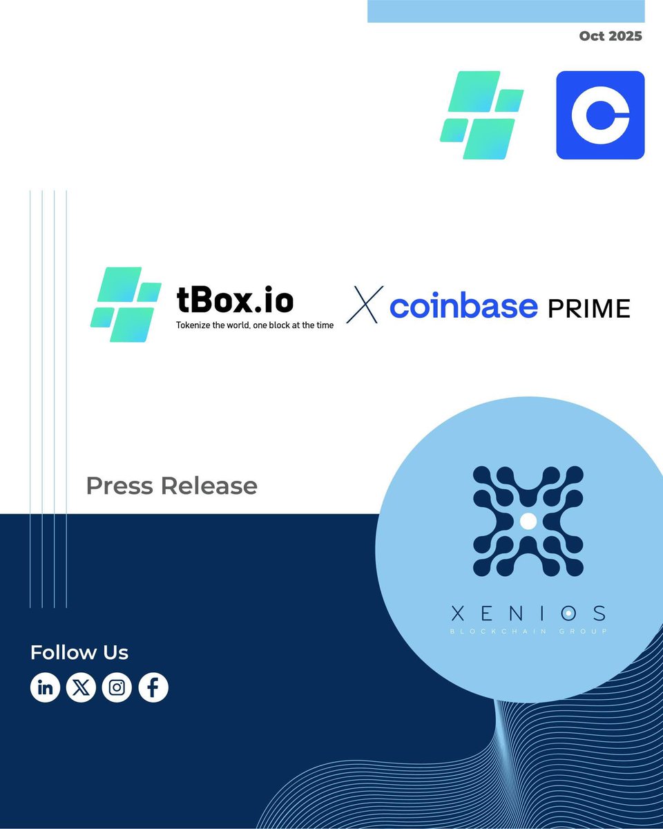 xenios_group's tweet image. 🚀 Coinbase Prime x XBG | Institutional-grade Liquidity meets sovereign-grade vision.

Be the first to try tBox?
Get Whitelisted 👉 tinyurl.com/tBoxio

This isn’t just onboarding.
It’s onshoring the future of finance.

#XBG #tBox #Coinbase #MiCA #CASP #Tokenization