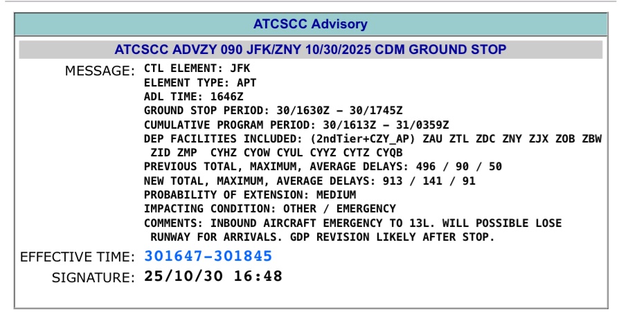 Osint613's tweet image. Ground stop issued at JFK Airport in New York City due to an aircraft emergency, FAA says.
Contributed by @AZ_Intel_.