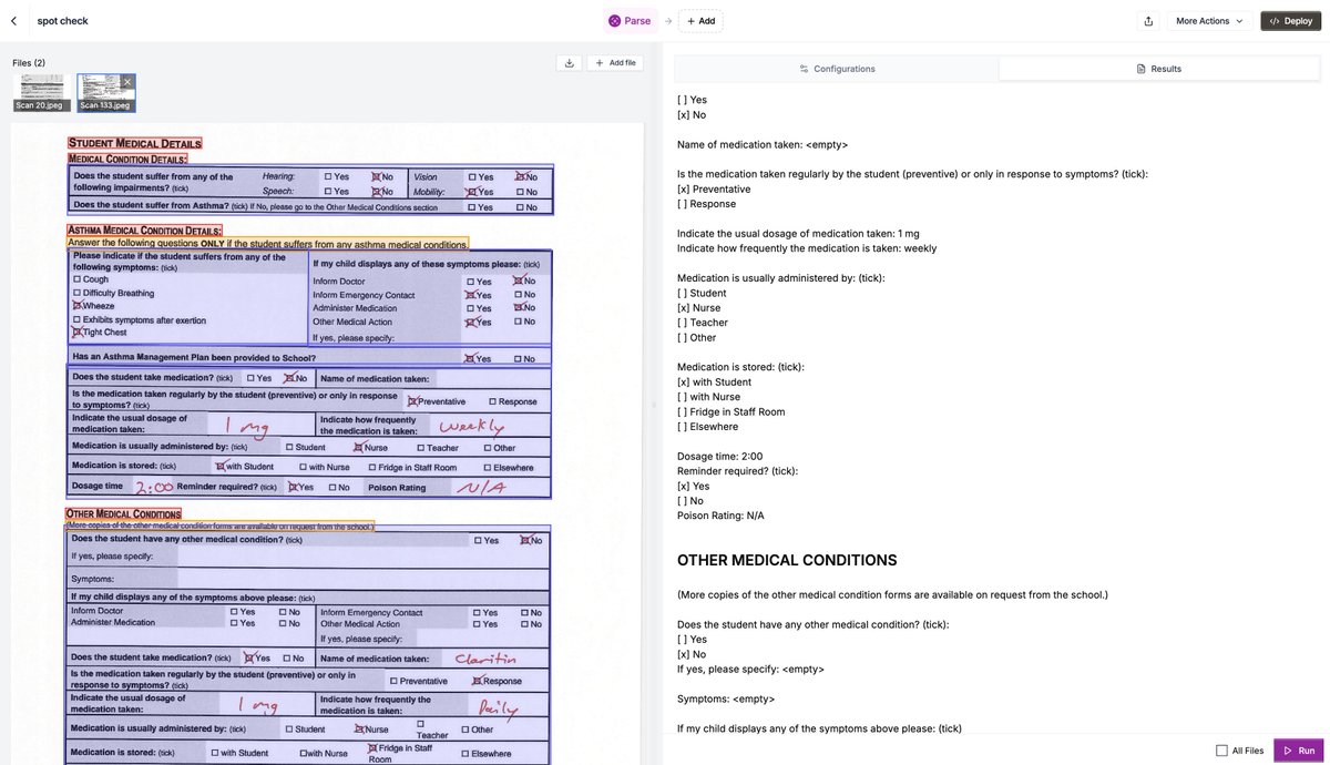 hu_yifei's tweet image. About 9 months ago, the entire @reductoai team, including the CEO and CTO, spent ~3 hours manually filling forms with pen and paper. We then put these filled forms into a scanner and created our first high quality test dataset for form parsing.
Checkboxes, handwritten text, and…