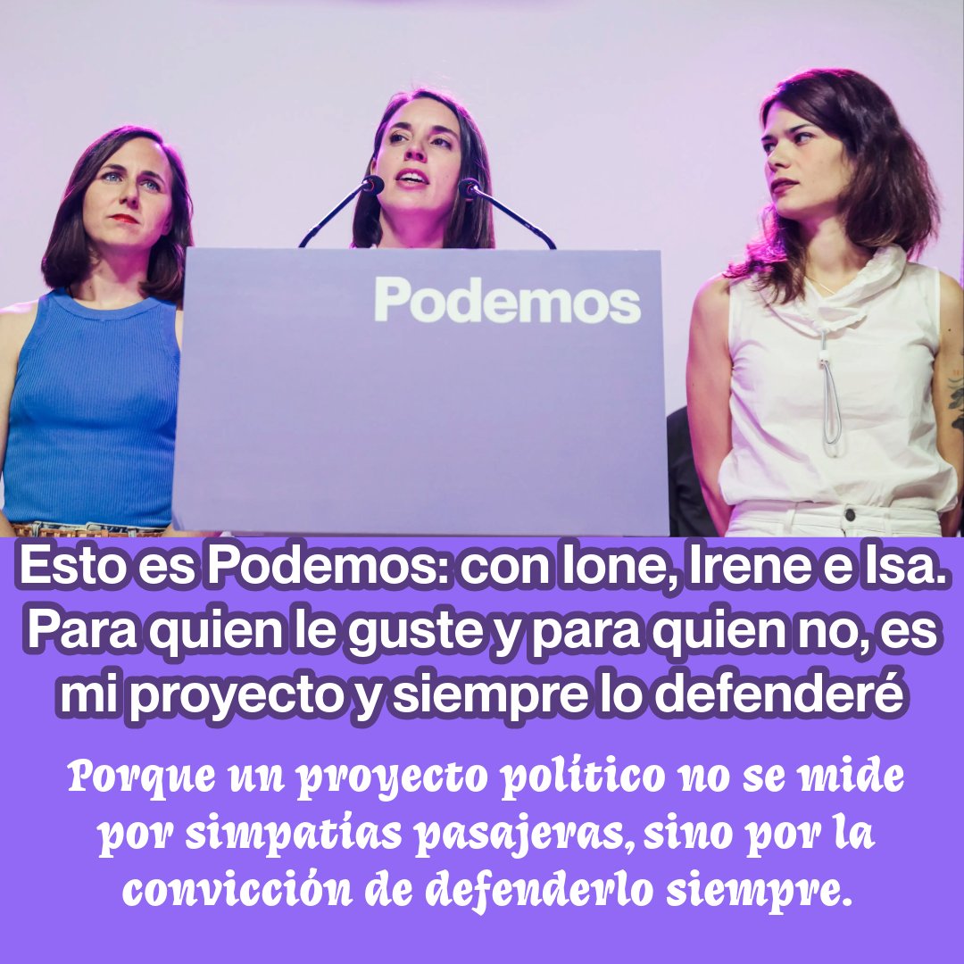 💜✊Podemos no nació en despachos, nació en las plazas. Somos gente común haciendo políticas para la gente común. Subimos el SMI, frenamos desahucios, ampliamos derechos feministas y climáticos. Mientras otros y otras personas usaron este proyecto como trampolín para cargos y