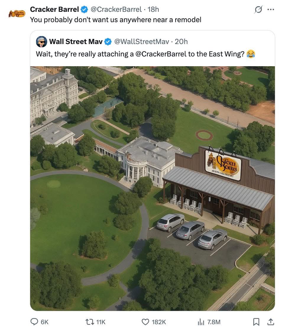 Priceless! 😂😂😂 Well done, <a href="/CrackerBarrel/">Cracker Barrel</a>  🏆