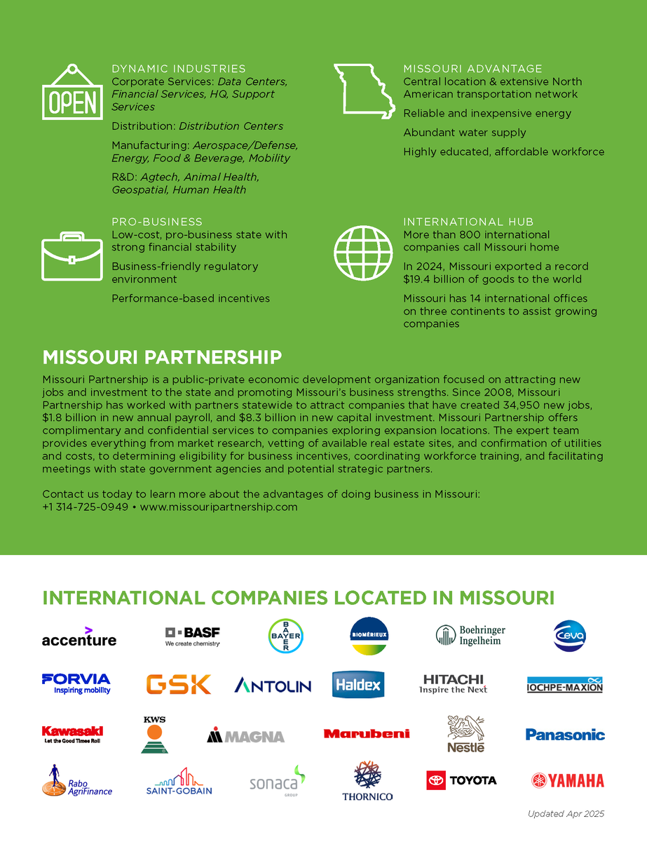 Missouri Partnership is here to help international companies navigate the complex process of expanding into the U.S. market, offering comprehensive services to facilitate a smooth, successful expansion. #FDI

Connect with our team today: missouripartnership.com/about/contact-…