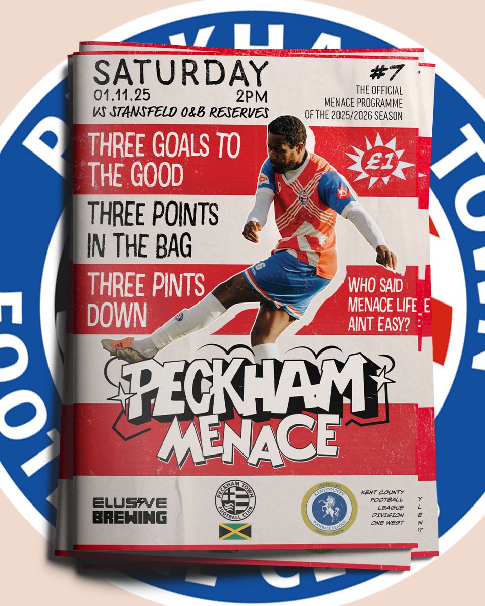 ⚽️ HOME ON SATURDAY ⚽️

🤝 #Menace v <a href="/StansfeldFC/">Stansfeld FC</a> O&amp;B Reserves
🏆 Div 1 West, <a href="/KCFL1516/">Kent County FL News</a> 
🕝 KO: 2pm, Saturday 1st Nov.
🏟️ Menace Arena, SE21 7EU
💰 £5 adults 
📖 £1 programme 
🤞 £1 raffle entry
🍺 Menace Bar open

♥️⚽💙🇹🇭💙⚽♥️
#Peckham #Dulwich