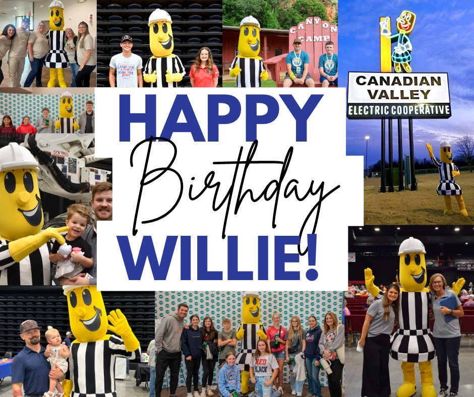 CVEC_Oklahoma's tweet image. 🎉⚡️Happy 75th Birthday, Willie Wirehand! Since 1950, he’s been the friendly face of electric cooperatives—lighting up our communities with co-op pride and hometown energy. Here’s to many more bright years! 💡💙 #CVEC #WillieWirehand #CoopProud