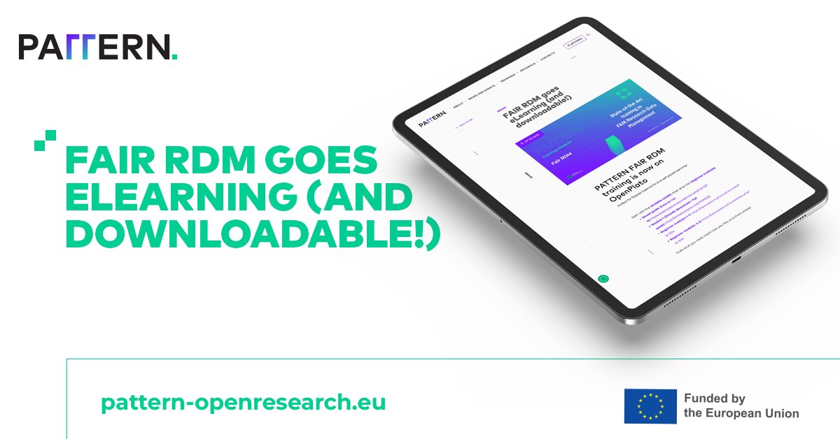 PatternEU's tweet image. FAIR RDM just went digital!
The PATTERN training toolkit and beginner modules are now on OpenPlato. Perfect for self-paced learning and flipped classrooms.
Download what you need, teach how you like, and share widely! 🚀
Enjoy👉 pattern-openresearch.eu/news/fair-rdm-…
@OpenAIRE_eu