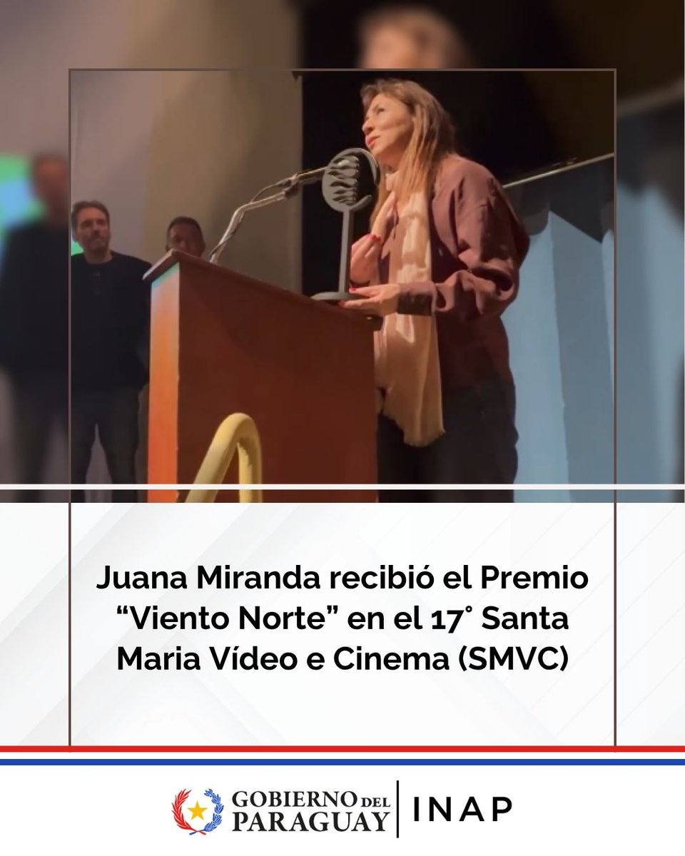 Inap_py's tweet image. 🎬 La directora paraguaya Juana Miranda, ex miembro del Consejo Nacional del Audiovisual, recibió el Premio “Viento Norte” en el Festival Santa Maria Vídeo e Cinema (SMVC) 🇧🇷

Fue jurado, directora invitada y presentó una muestra de la EICTV.