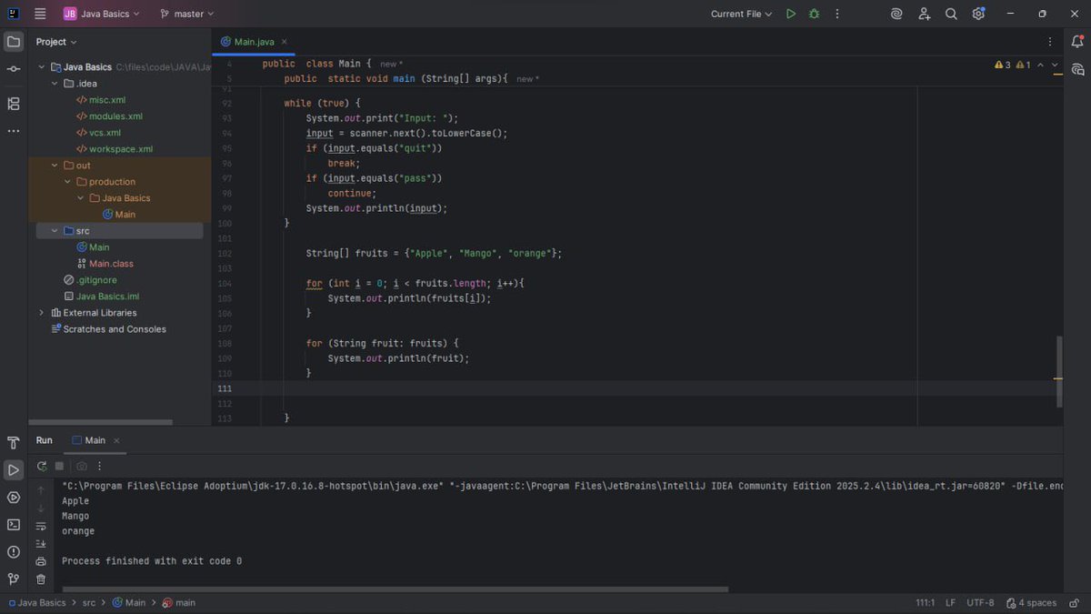 0x_Adeyemi's tweet image. Day 2: Control Flow and Logic in Java 🪖
I learnt:
• Number formatting
• Reading user input
• Comparison and logical operators (!, ||, &&)
• Conditional statements if, else, and switch
• Flow control with break and continue
• Loops - while, for, do-while, and for-each
#DSA