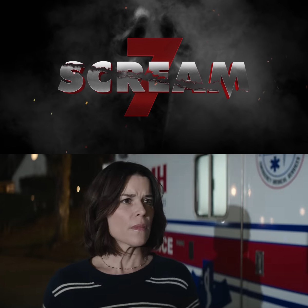 finalboytristan's tweet photo. Neve Campbell via Instagram:

“It's been thirty years since I first picked up the phone, and now I'm picking it up again. I'm so grateful to the incredible team and to all the fans who have supported Scream and Sidney through the years. Kevin Williamson and I couldn't be more thrilled to share with you the trailer for #Scream7, only in theatres February 27, 2026” 🥹🫶🏼