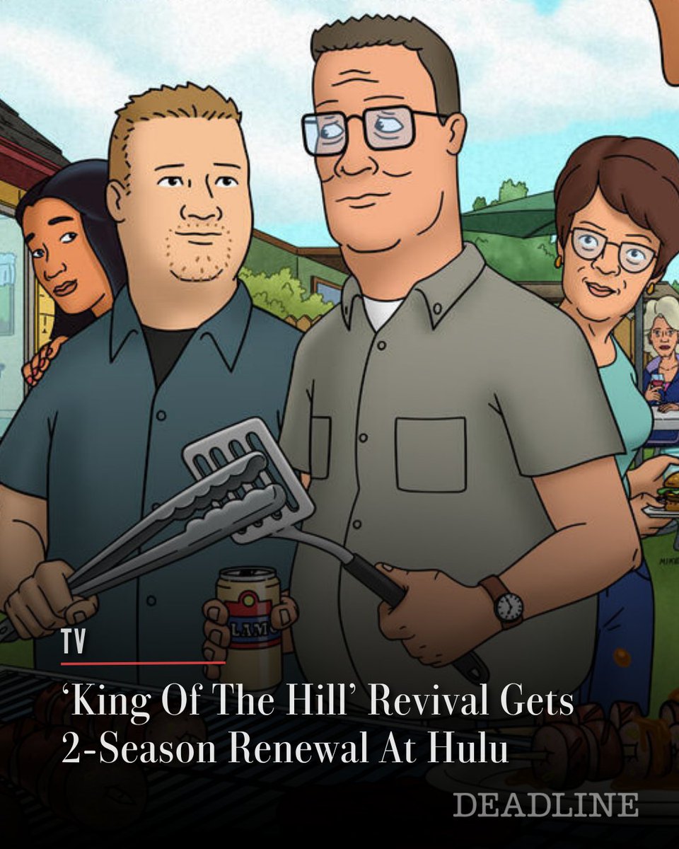 DEADLINE's tweet image. Hulu is betting on King of the Hill, handing the animated series a two-season renewal with a 20-episode order.

The renewal for the Mike Judge and Greg Daniels-created series will take it through Season 17.

The premiere of Season 14 in August scored the best adult animation…