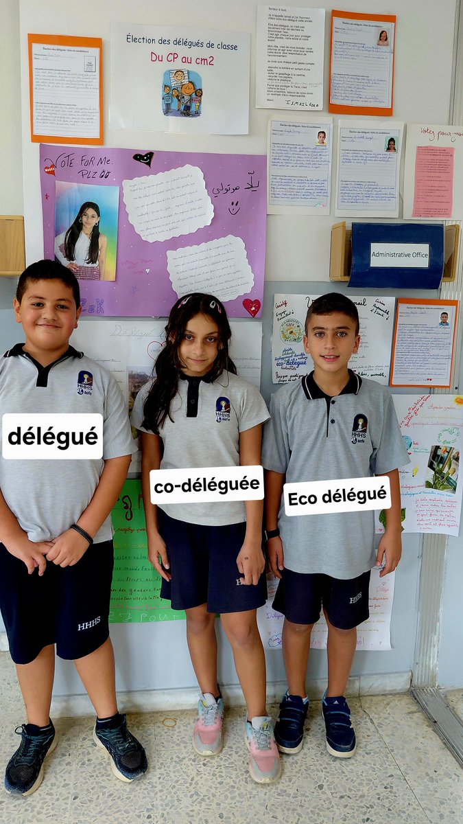 Pour favoriser l'implication des élèves dans la vie de leur établissement, la classe de CM2 a élu ses délégués dans un cadre de #citoyenneté et #d’impartialité.
 Félicitations à tous les candidats élus pour leur engagement 
#EMC <a href="/Hhhsinfo/">Houssam Hariri HS</a> <a href="/LinaMajzoub1/">Lina Majzoub</a> <a href="/TawilNoor/">Noor Taweel</a> <a href="/dina_jradi/">Dina Jradi</a>