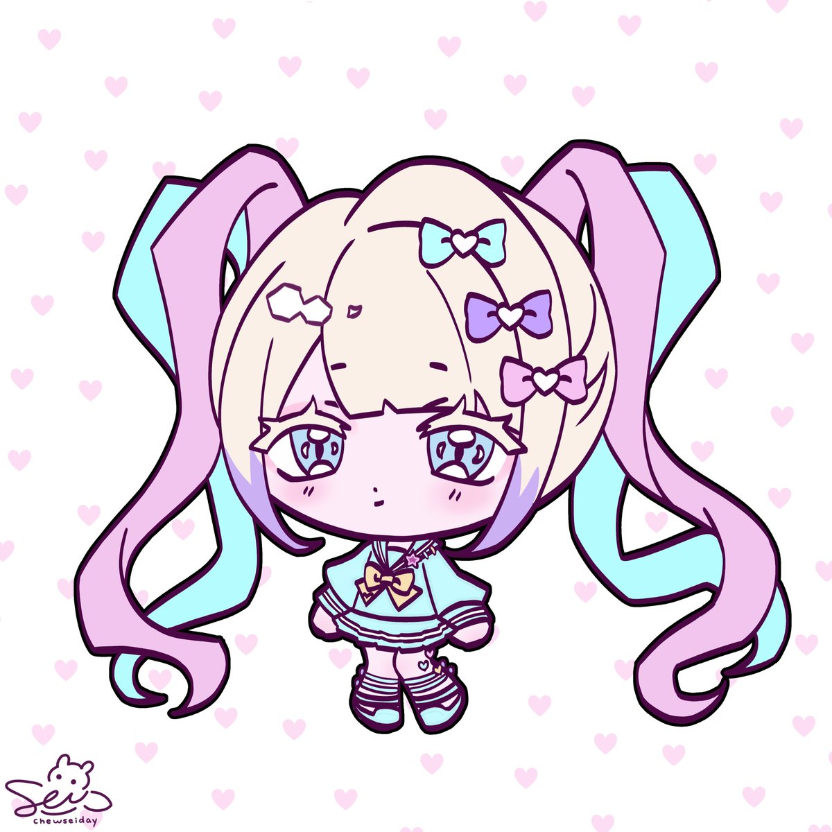 chewseiday's tweet image. I wanted to draw them cause honestly their designs are so cute^^🩷🩵

♡ #jiraikei #fanart #ibispaintx #needystreameroverload