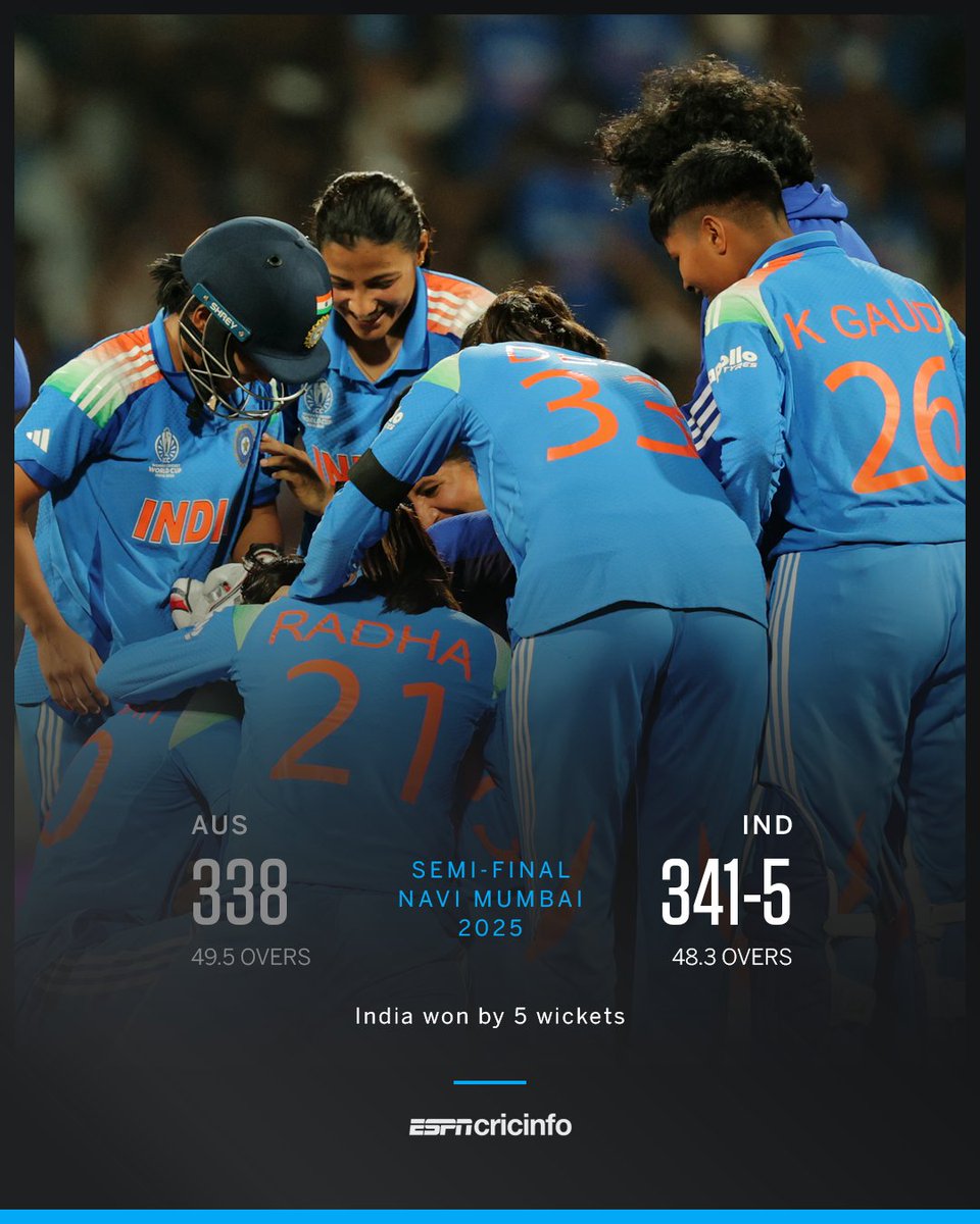 मेहनत, हौसला और आत्मविश्वास—ये हैं उनकी असली ताकत।

🏏 सबसे बड़ा रन चेज़
🏆 सबसे बड़ी जीत
🔥 सबसे बड़े मंच पर बेमिसाल प्रदर्शन

इतिहास रचा गया है और गर्व महसूस करने का समय है! 🙌

#WomensWorldCup2025 #TeamIndia #GirlPower#WomensWorldCup2025