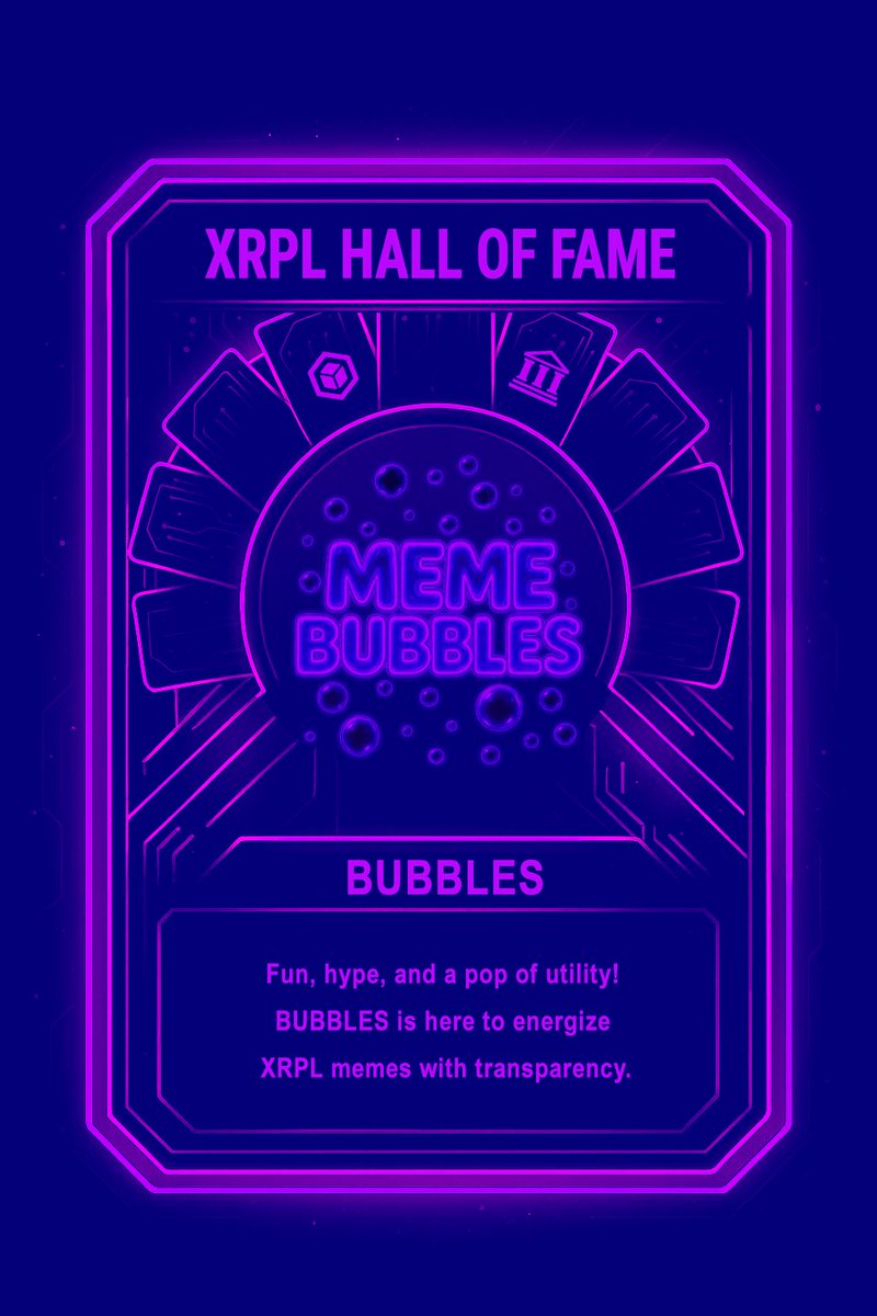 XRPLMemeBubbles's tweet photo. 🚨🚨🚨Partner event alert! 🚨🚨🚨

🏛XRPL Hall Of Fame NFT Giveaway! 🎁

A tribute to XRPL legends is coming soon — claim your chance to own a piece of XRPL history. ⚡

How to enter:

🔹️Follow @XRPLHallOfFame

🔹️Follow @XRPLMemeBubbles

🔹️Like this post ❤️

🔹️Repost / Retweet 🔁

🔹️Tag 2 friends in the comments 👥️

Winner chosen at random — good luck!

#XRPLHallOfFame #XRPL
