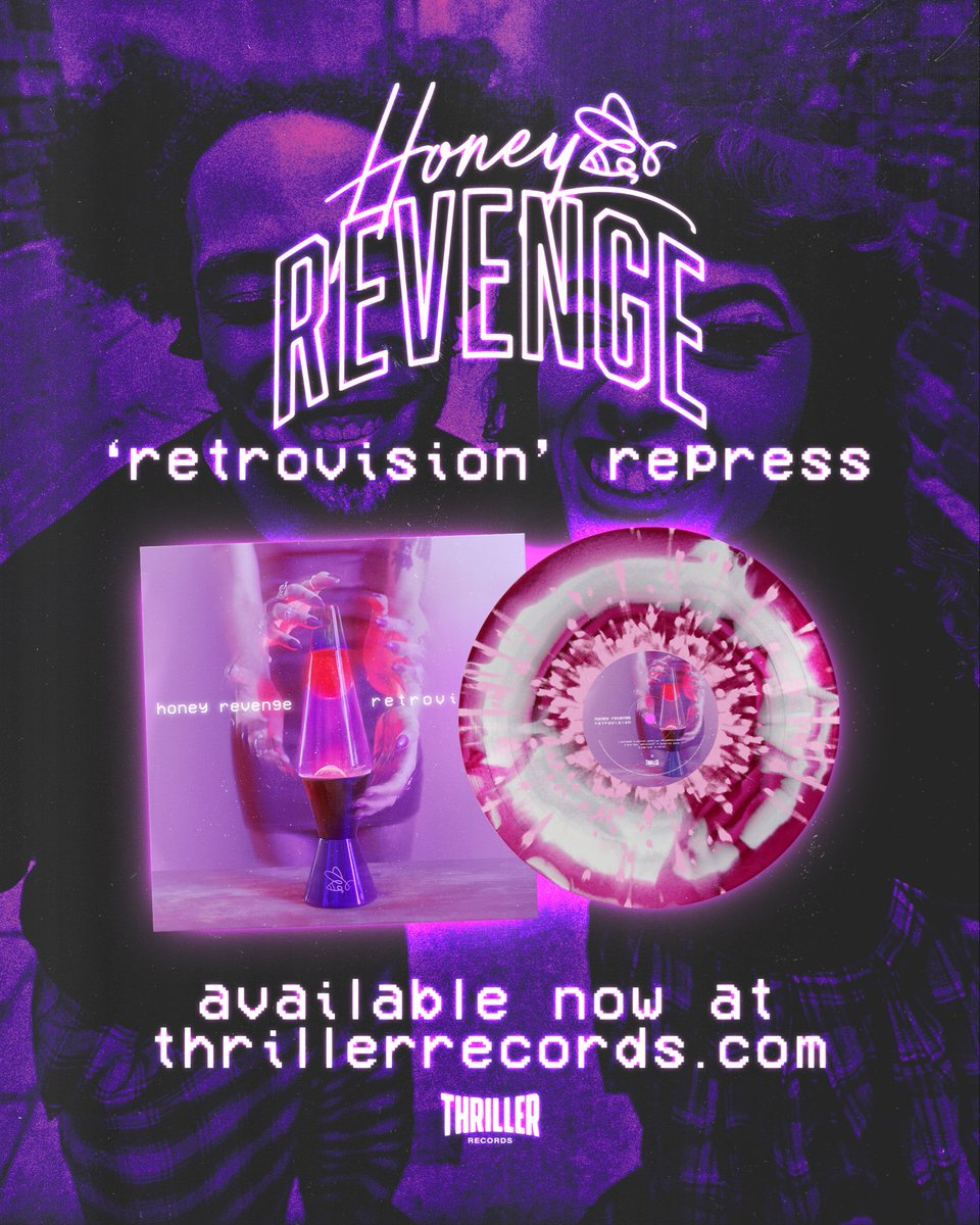 New vinyl variants of <a href="/DarkDivineMusic/">Dark Divine</a>’s ‘Deadly Fun’ and <a href="/honeyrevengeca/">Bee Band🐝</a>’s ‘Retrovision’ are available on the <a href="/thrillerrecords/">Thriller Records</a> store! Head to thrillerrecords.com to shop- limited quantities available!