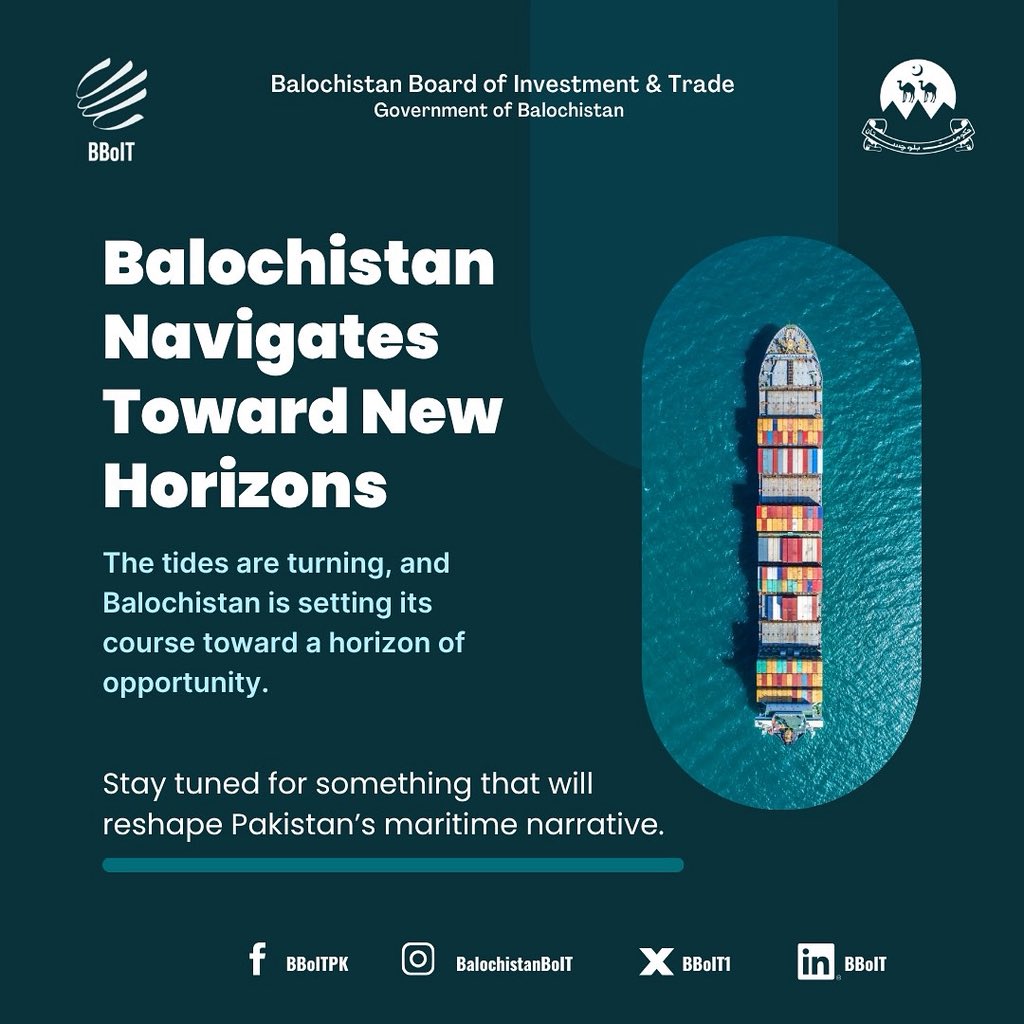 Balochistan is setting its course toward a horizon of opportunity. 

Stay tuned for something that will reshape Pakistan’s Maritime narrative.

#InvestinBalochistan #ExploreBalochistan