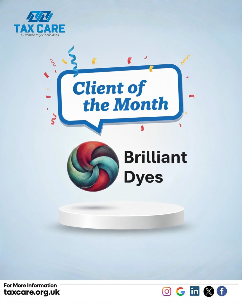At Tax Care Accountants, we take pride in celebrating the success of our valued clients. This month, we are thrilled to recognise Brilliant Dyes Ltd 🌟 as our Client of the Month!