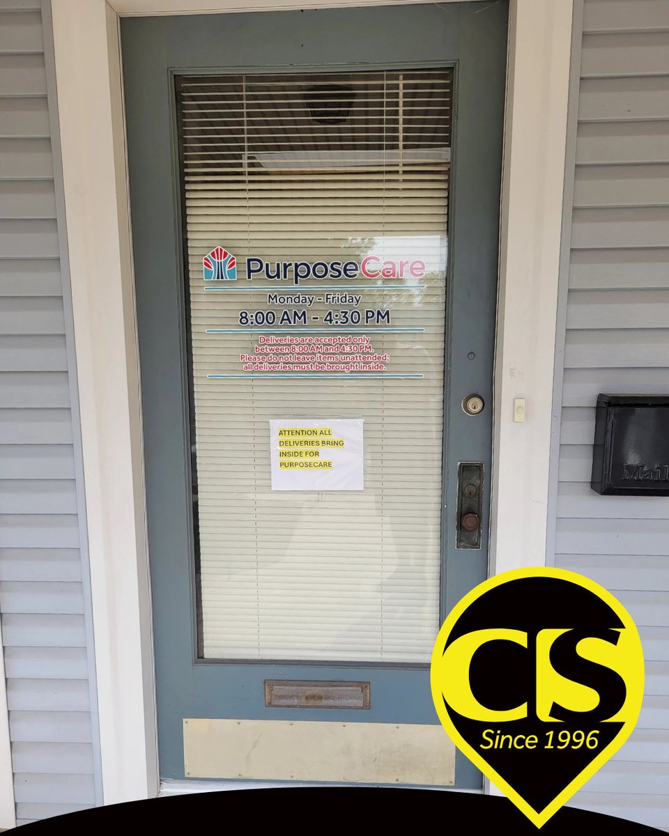 CliffordSigns's tweet image. Simple. Clean. Effective. 💪
Custom vinyl decals like this one for Purpose Care keep your info visible and your space looking sharp! #GetVisible #VinylDecal