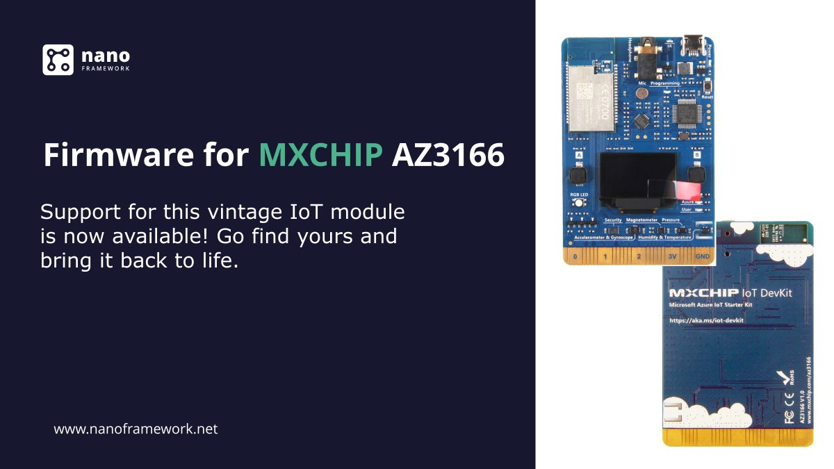 nanoFramework's tweet image. 🎃 Trick or treat! Found that old #MXCHIP AZ3166 dev-kit gathering dust? It's time to revive it! The firmware for the board under .NET @nanoFramework is live. Sensors, OLED, C# — go wild. WiFi is still WIP — dive in, hack, explore. 
#IoT #DotNet #AZ3166 #Azure #EmbeddedSystems