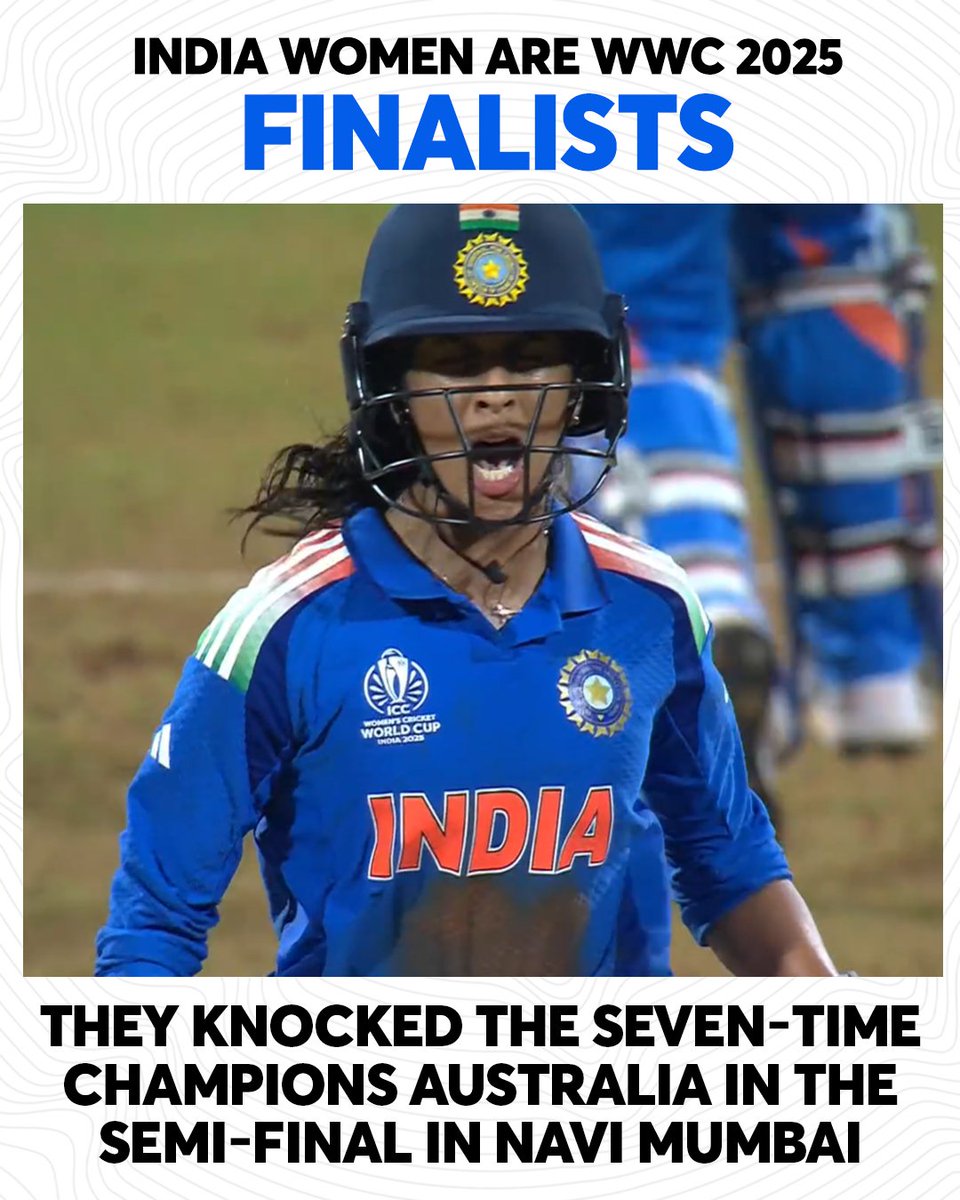 omprakash678's tweet image. #IndiaWomenCricket team produced an outstanding performance in the #WorldCup #semifinal achieving the highest successful chase

#Indian Women won by 5 wickets

#Australia: 338/10
#India: 341/5 (48.3/50)

#Jemimah #Rodrigues - 127 (134)*

#WCWC2025 #INDvsAUS #Smriti #Kaur #Richa