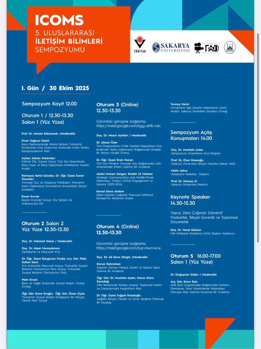 📣Kongre Katılımı

DIAM arş. asist. <a href="/rbetulgunduz/">Rümeysa Betül</a> ve hocamız <a href="/SonerTauscher/">sonert</a>, 5. Uluslararası İletişim Bilimleri Sempozyumu-ICOMS’da
“Yumuşak Güç ve Diaspora Politikaları:Türkiye'nin Kamu Diplomasisi Kurumlarının Avrupa'daki İletişim Stratejileri” başlıklı bildirilerini sundular.