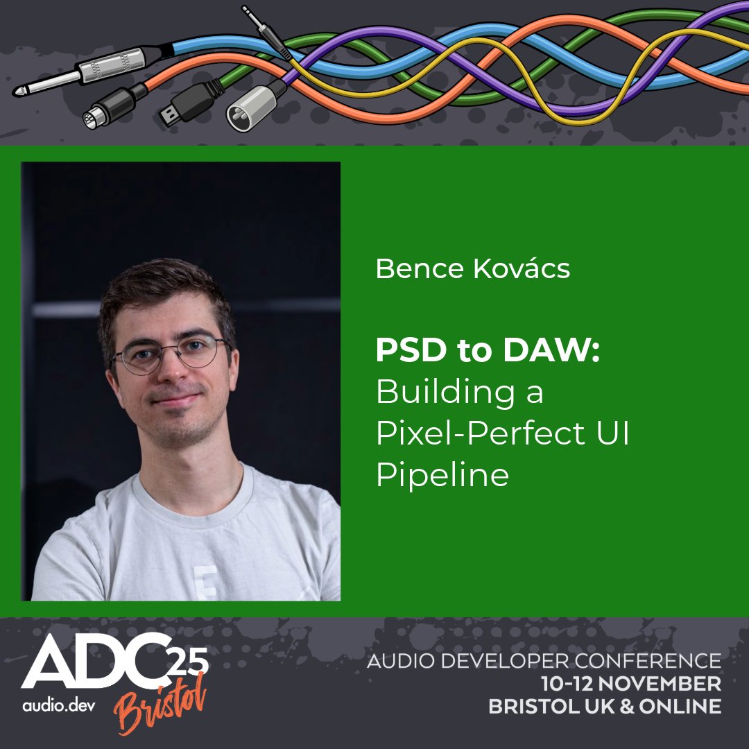 audiodevcon's tweet image. ADC25 Speaker: Bence Kovรกcs
PSD to DAW: Building a Pixel-Perfect UI Pipeline
A deep dive into bridging the gap between design mockups and pixel-perfect native UIs in audio software.
๐ conference.audio.dev/session/2025/pโฆ
Nov 10-12 Bristol UK & Online
#audio #developer #programmer