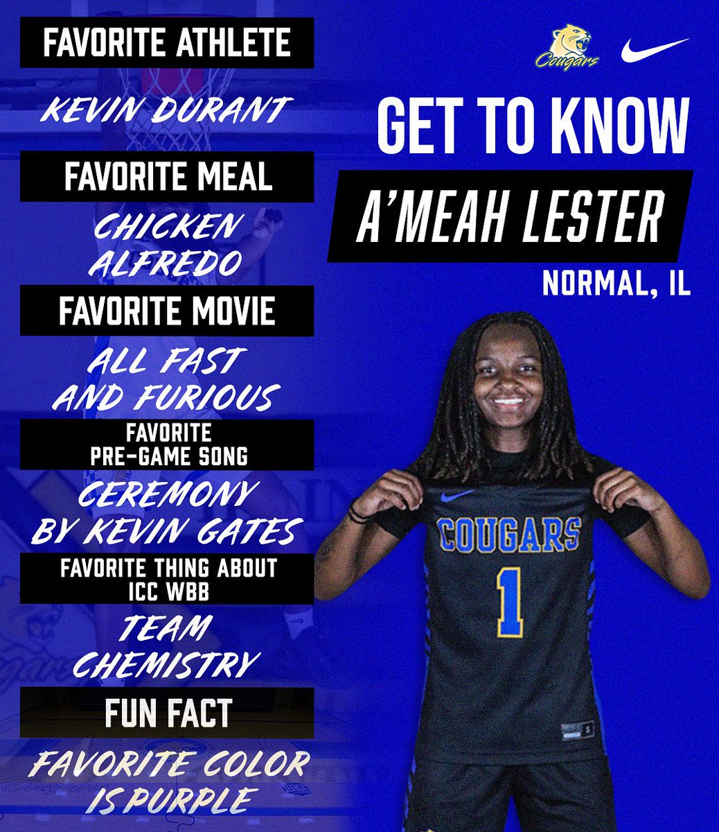 🏀Meet the Cougars🏀

Introducing, Freshman, #1 A’Meah Lester! 
#ALLIN