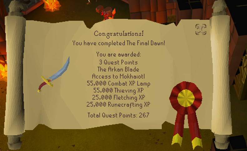 these quests are getting GOOD. Great story, epic fights and nice rewards - 28 quests to go till the cape!