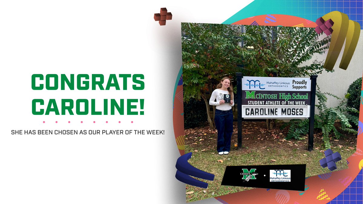 Congratulations to Chiefettes Dance Team member Caroline Moses, on being named Mahaffey Linkous Athlete of the week!