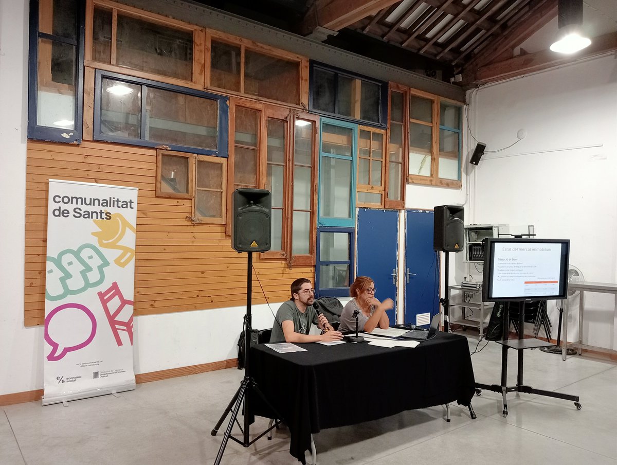 SantsCoop's tweet photo. L'especulació immobiliària rebenta la vida del veïnat dels barris i posa en risc el seu teixit social. Cal acabar amb la mercantilització de l'habitatge, i mentrestant crear eines que en facilitin l'accés. Presentem #ElBombí: una borsa d'habitatge popular de lloguer assequible https://t.co/Q3riYXYeme