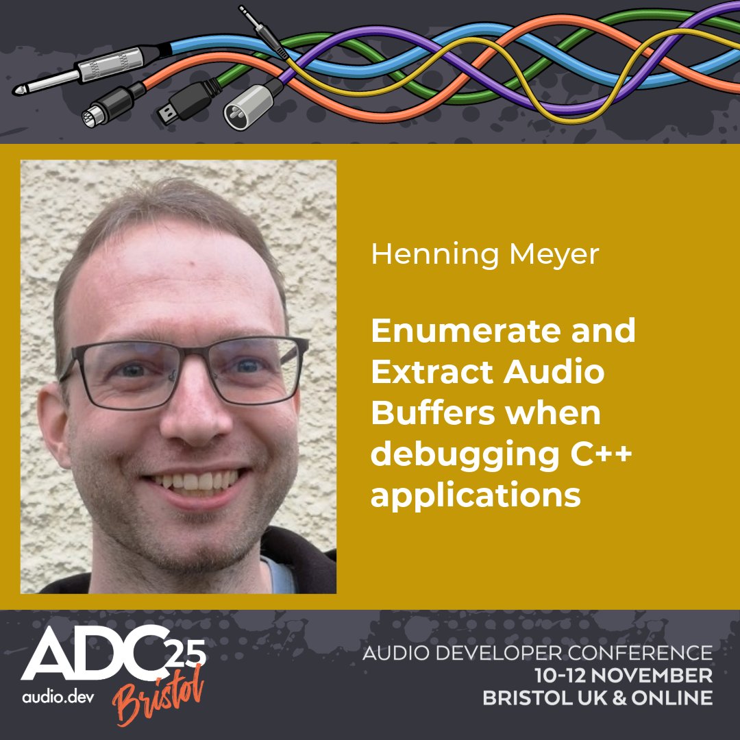 audiodevcon's tweet image. ADC25 Speaker: Henning Meyer
Enumerate and Extract Audio Buffers When Debugging C++ Applications
Using debug data and simulated execution to reveal and extract complex C++ objects.
๐ conference.audio.dev/session/2025/eโฆ
Nov 10-12 Bristol UK & Online
#audio #developer #programmer