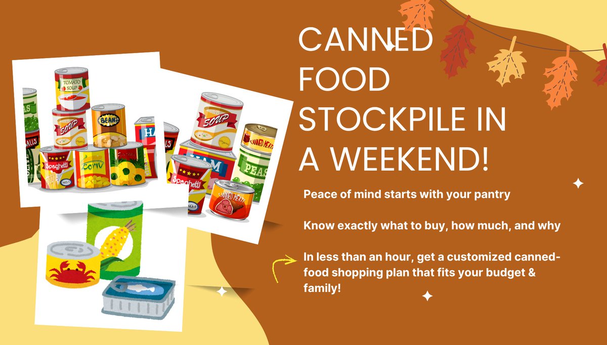 Food prices are up. SNAP cuts are coming.
You don’t need to panic — but you do need a plan.

Build a real canned food stockpile this weekend with my $9 guide (AI tools + checklists included).

LINK: thesurvivalmom.com/cannedfood