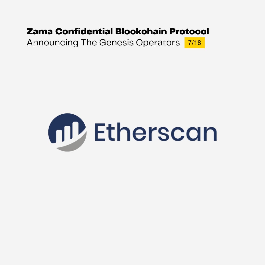 zama_fhe's tweet image. JUST IN:
We’re proud to announce Zama's next genesis operator: @etherscan.
Etherscan is one of the earliest and longest-running independent projects built around Ethereum and its community, with the mission of providing equitable access to blockchain data.
As a Zama MPC…