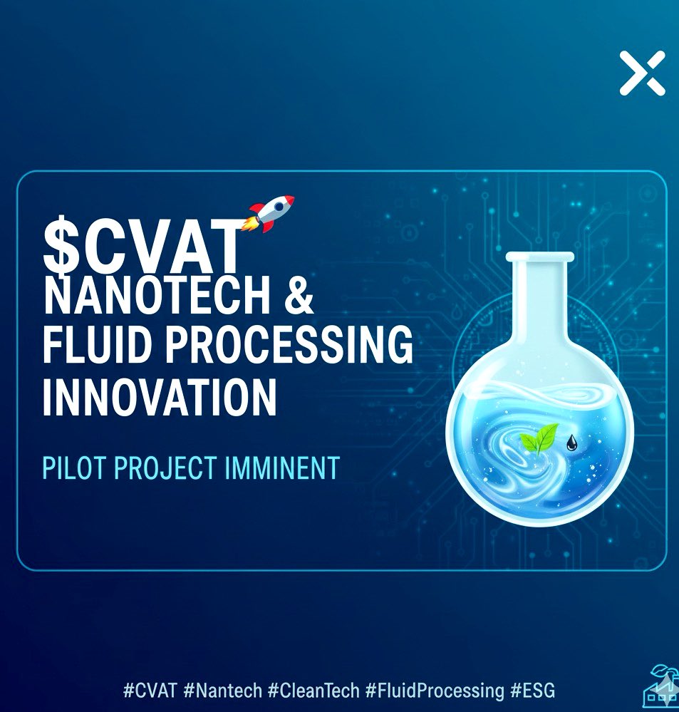 Hiroshi_nas's tweet image. $CVAT is making waves!
Cavitation Technologies Inc. is leading in Nanotech &amp;amp; Fluid Processing.Their innovative tech is set to disrupt industries,with a pilot project imminent.
Think cleaner water &amp;amp; greener energy solution
#CVAT #Nanotech #CleanTech #FluidProcessing @SuperRobotGX
