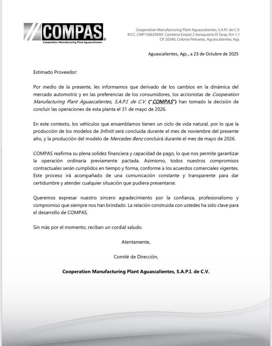 HalloweenSalem2's tweet image. ¡Inversión extranjera se va!
Honda detiene su producción en Celaya
Nissan en Civac Morelos cerró su planta 
Mitsubishi cerrará su planta en San Juan Del Río
Mercedes Benz cerro su planta en Compas Aguascalientes
Y @Claudiashein presumiendo la "aceptación" del @lopezobrador_