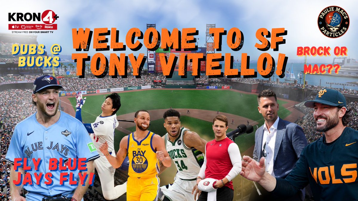 Good day, everyone!  PMP goes live at High Noon…

We welcome Tony Vitello to the Bay, Warriors/Bucks, WS Game 6 preview &amp; TT3!!
youtube.com/live/vldK_K0Wy…