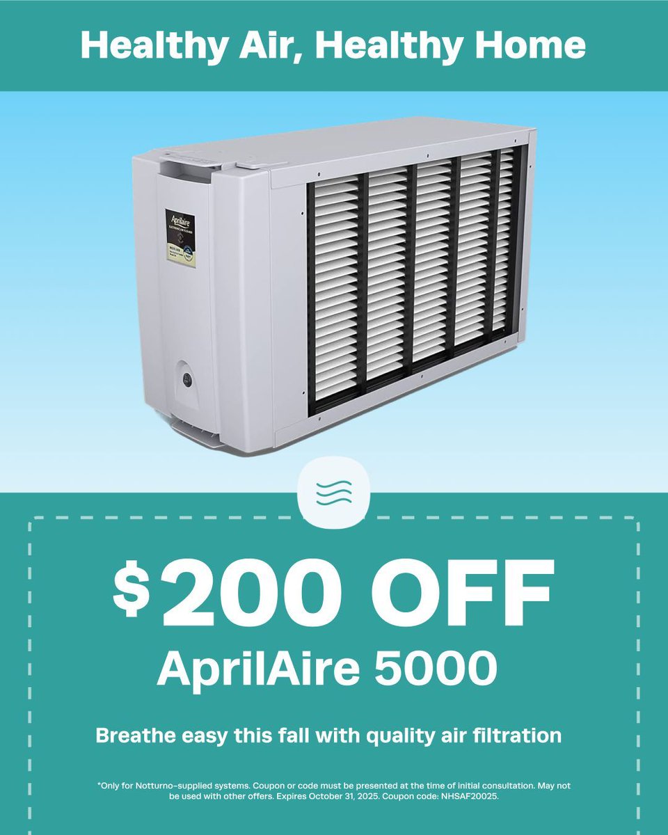 NotturnoHome's tweet image. Ending tomorrow, October 31st -- these great offers are expiring soon! Make sure to call now and lock in some of our best savings before they're gone.

508-306-8625

#CompleteHomeComfortCompany #NotturnoHomeServices #AC #HomeMaintenance #HVAC #TeamNotturno #NotturnoQuality